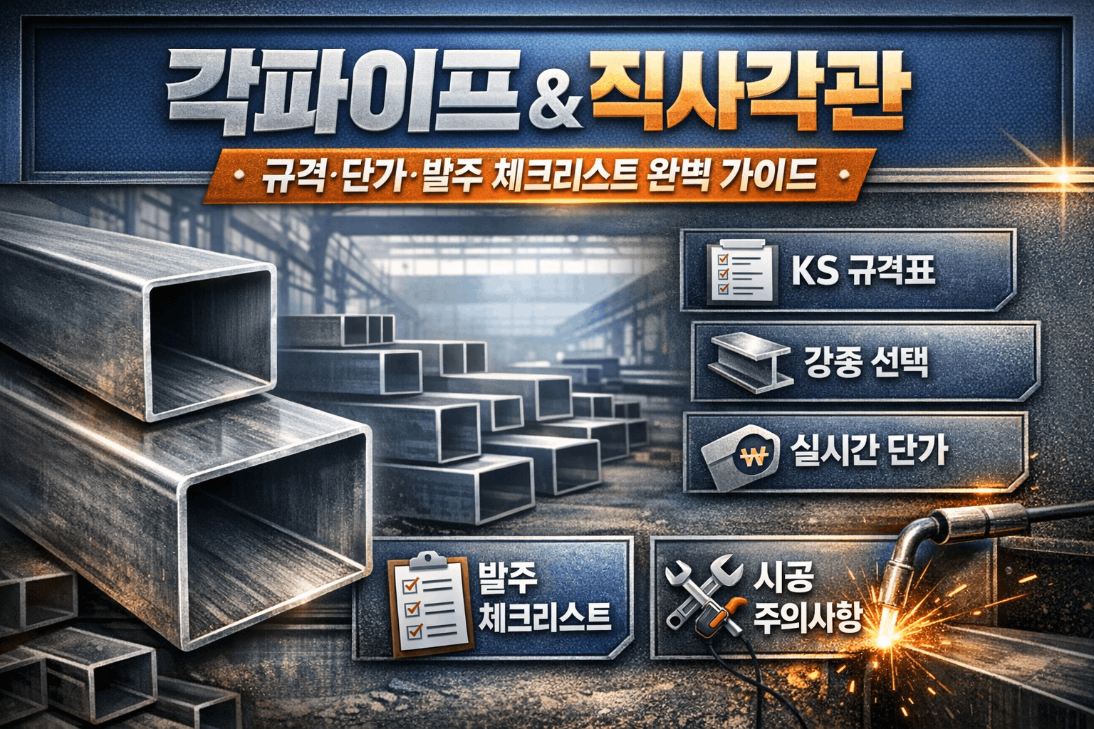 각파이프(사각파이프·각관)란? 규격 선택 기준, KS 규격표, 강종, 단가